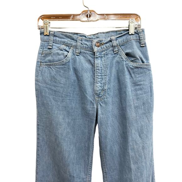 1970s Vintage Wide Leg Bell Bottoms Orange Tab Levi Fresh Produce Jeans - Picture 4 of 6